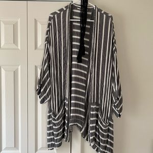 Free People Gray and White Striped Kimono